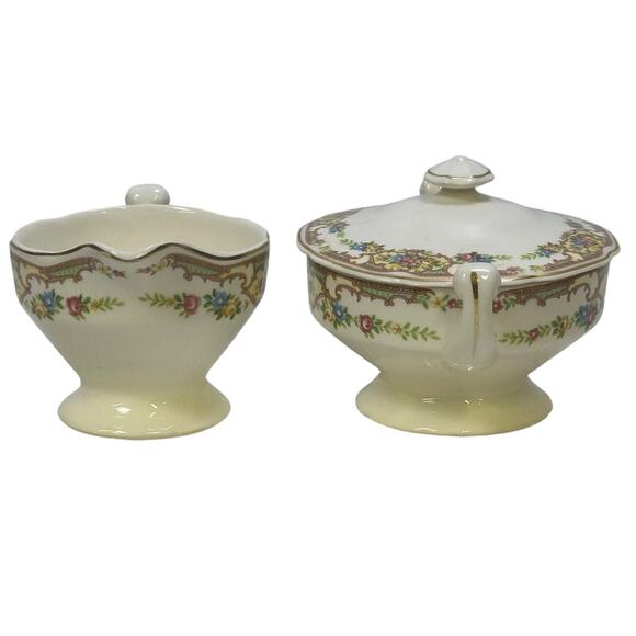 Mount Clemens Pottery 'Mildred' Vintage 1930's Cream Pitcher and Sugar Bowl Set - Picture 4 of 8